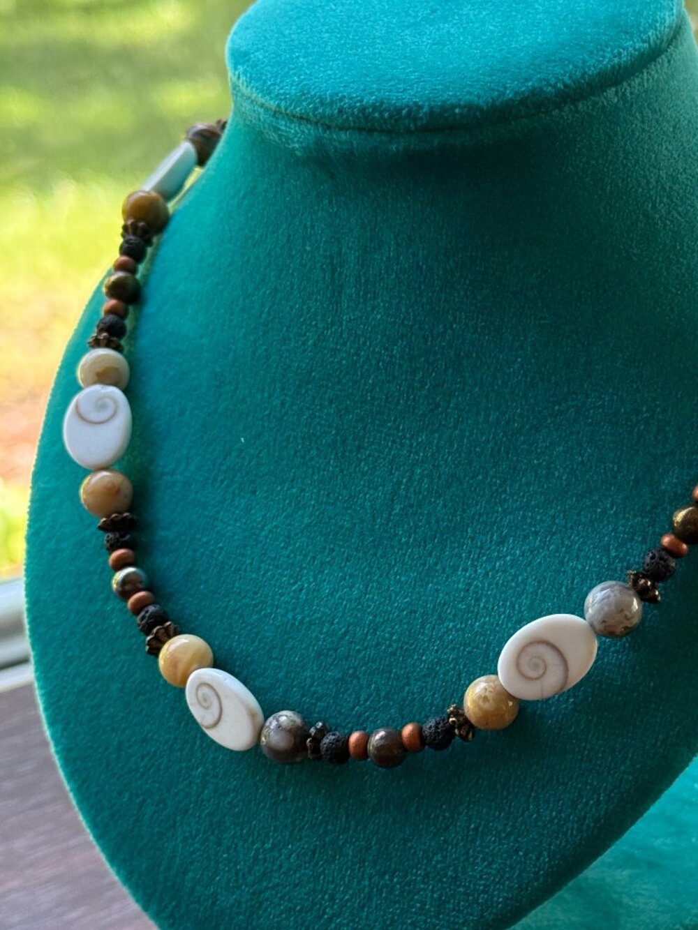 Shiva Shell and Agate Necklace Handmade